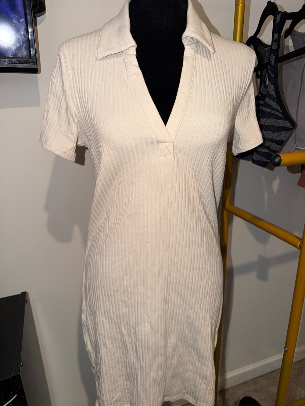 H&M Women’s Ribbed Polo Dress in Cream